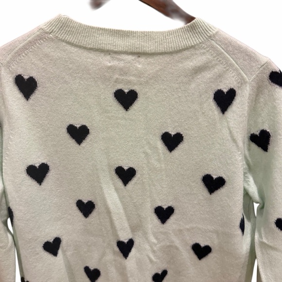 J.Crew 100% Cashmere Heart Sweater Womens M Mint GreenValentine’s Day Romantic - Picture 7 of 10